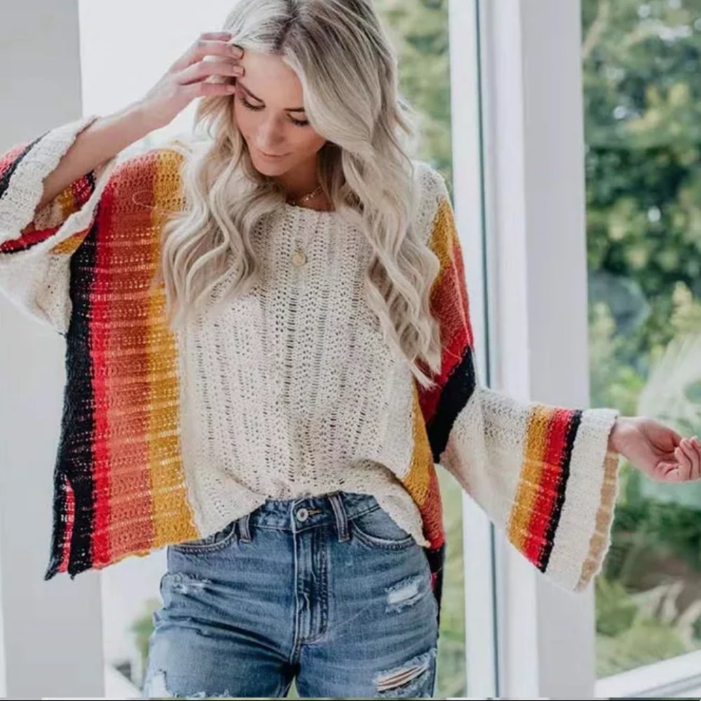 Bailey Oversized Striped Boxy Knit Sweater - Picture 2 of 8